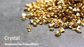  Presentation with gold nugget - Slide deck with pile of gold nugget grains background and a gray colored foreground