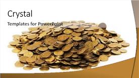  Presentation with white gold award - Beautiful theme featuring pile of golden coins isolated backdrop and a  colored foreground