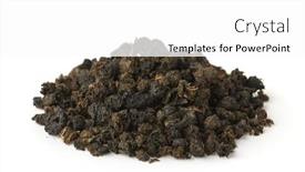  Presentation with black tea - Theme enhanced with pile-of-granular-black-tea background and a white colored foreground
