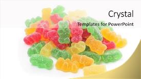  Presentation with gummy bear gummy bears - Beautiful presentation theme featuring overhead view of khanom ping thai traditional dessert sweetmeat cookies made of flour egg sugar and coconut backdrop and a wine colored foreground