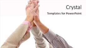  Presentation with pile - PPT layouts enhanced with pile of hands holding together background and a white colored foreground