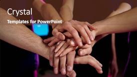  Presentation with togetherness - Audience pleasing slide deck consisting of pile-of-hands-of-young backdrop and a tawny brown colored foreground