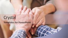  Presentation with aged care - Beautiful slide set featuring pile of hands while expressing backdrop and a coral colored foreground