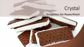  Presentation with medical pill medicine white blue - Theme with pile of icecream sandwiches background and a soft green colored foreground