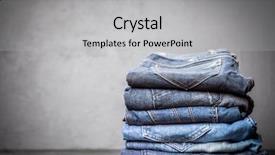  Presentation with jeans - Audience pleasing PPT layouts consisting of denim fabric background - pile of jeans backdrop and a light gray colored foreground