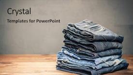  Presentation with jeans - Beautiful presentation theme featuring pile of jeans backdrop and a light gray colored foreground