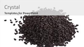  Presentation with pile - Presentation design having pile-of-kalinji-spice-isolated background and a white colored foreground