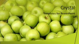  Presentation with green apples - Presentation consisting of many fresh green apple background and a gold colored foreground