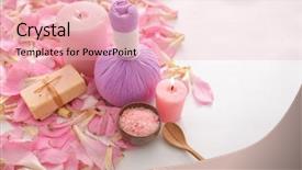  Presentation with pile of pine pellets - Colorful PPT theme enhanced with pile of many pink petals backdrop and a lemonade colored foreground