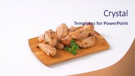  Presentation with feed chicken - Presentation theme enhanced with pile of marinated chicken wings background and a sky blue colored foreground