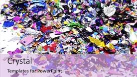  Presentation with confetti - Colorful presentation theme enhanced with pile of metallic confetti backdrop and a lavender colored foreground