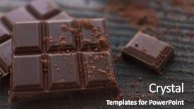  Presentation with chocolate milk - Slide deck consisting of pile of milk chocolate bars on old wooden background background and a wine colored foreground