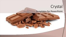  Presentation with chocolate milk - Amazing slide deck having pile of milk chocolate tiles backdrop and a soft green colored foreground