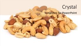  Presentation with cocktail mixer - Audience pleasing slide deck consisting of pile of mixed cocktail nuts backdrop and a coral colored foreground