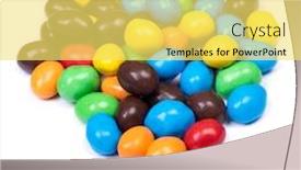  Presentation with beans - PPT theme with pile-of-multi-colored-glazed background and a yellow colored foreground