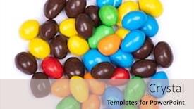  Presentation with jelly - Colorful slide set enhanced with pile-of-multi-colored-glazed backdrop and a soft green colored foreground