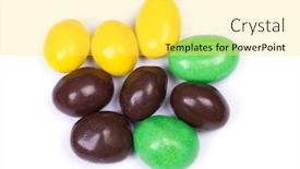  Presentation with jelly - Slide deck having pile-of-multi-colored-glazed background and a yellow colored foreground