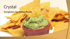  Presentation with nachos - Slide deck featuring a bowl with guacamole background and a yellow colored foreground