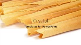  Presentation with biscuit - Colorful slides enhanced with pile of neulas typical thin biscuit rolls eaten in christmas in catalonia spain on a white background backdrop and a yellow colored foreground