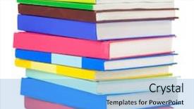  Presentation with books - Colorful PPT layouts enhanced with pile of new books isolated backdrop and a light blue colored foreground