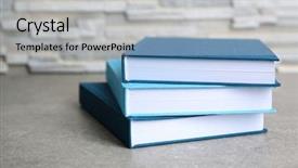  Presentation with books - Audience pleasing presentation consisting of pile of new hardcover books backdrop and a light gray colored foreground