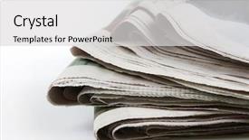  Presentation with newspapers - Audience pleasing slide set consisting of pile of newspapers on plain backdrop and a light gray colored foreground