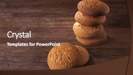  Presentation with oat - PPT theme consisting of pile of oat cookies on wooden table background and a tawny brown colored foreground