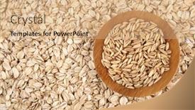  Presentation with oat - PPT theme featuring pile-of-oat-flakes-background background and a coral colored foreground