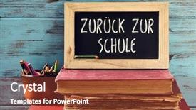  Presentation with rustic chalkboard - Cool new presentation theme with pile of old book backdrop and a tawny brown colored foreground