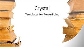  Presentation with many old books - Amazing PPT layouts having pile of old books isolated backdrop and a white colored foreground