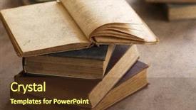 Presentation with old book - Colorful slide set enhanced with pile of old books backdrop and a tawny brown colored foreground