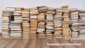  Presentation with books - Presentation with pile-of-old-books background and a coral colored foreground