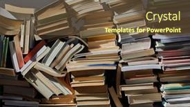  Presentation with pile - Theme featuring pile-of-old-books background and a tawny brown colored foreground