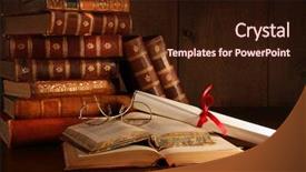  Presentation with book glasses - Colorful presentation theme enhanced with pile of old books backdrop and a wine colored foreground