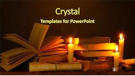  Presentation with dark scroll - PPT theme consisting of pile of old books background and a wine colored foreground