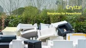  Presentation with furniture - Slides featuring pile of old broken furniture background and a tawny brown colored foreground