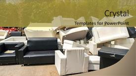  Presentation with old mines - Cool new presentation theme with pile of old broken furniture backdrop and a gold colored foreground