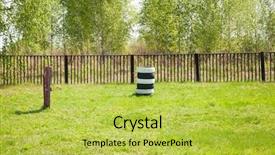  Presentation with tires - Amazing PPT theme having pile of old car tires backdrop and a yellow colored foreground