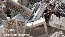  Presentation with pile - Presentation design having pile-of-old-computer-waste background and a gray colored foreground