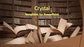  Presentation with pile - Slides enhanced with pile of open books background and a tawny brown colored foreground