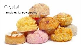  Presentation with pastries - Beautiful slide deck featuring pile-of-panellets-typical-pastries backdrop and a white colored foreground