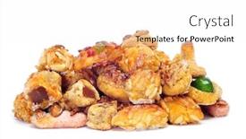  Presentation with pastries - Slide deck having pile-of-panellets-typical-pastries background and a white colored foreground