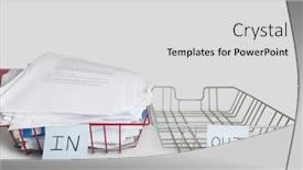  Presentation with paper news print pile newspapers - PPT layouts with pile-of-papers-in-office background and a light gray colored foreground