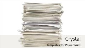  Presentation with pile - PPT layouts enhanced with pile of papers on white background and a soft green colored foreground