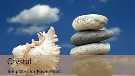  Presentation with seashell - Presentation theme featuring pile of pebble stones and a seashell background and a coral colored foreground