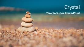  Presentation with seashore - Presentation with pile-of-pebbles-over-beautiful background and a ocean colored foreground