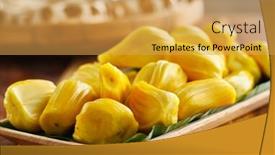  Presentation with jackfruit - Theme featuring pile-of-peeled-jackfruit background and a yellow colored foreground
