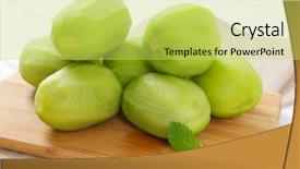  Presentation with kiwi - Beautiful slides featuring pile of peeled kiwi on wooden cutting board - close up backdrop and a yellow colored foreground