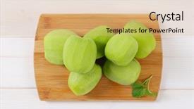  Presentation with kiwi fruit - Colorful PPT layouts enhanced with pile of peeled kiwi backdrop and a  colored foreground