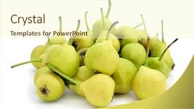  Presentation with spanish - Theme consisting of pile of peras de san juan typical spanish small pears on a white background background and a cream colored foreground